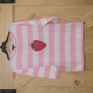NWT | Pink & White Stripe Rhinestone Strawberry Icon Sweater| Small